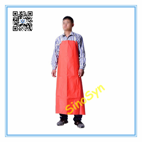 FQ1758 Double Sides Rubber Acid-Proof Apron Working Safty Protective Waterproof 48inch--Orange